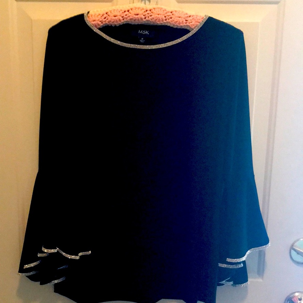Dressy top with rhinestone trim